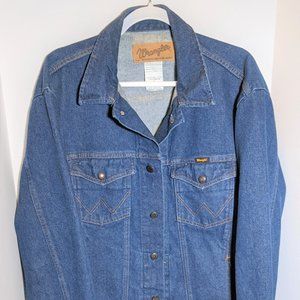 VTG Wrangler Western Men's M-159 Trucker Denim Jean Jacket Button Up XL